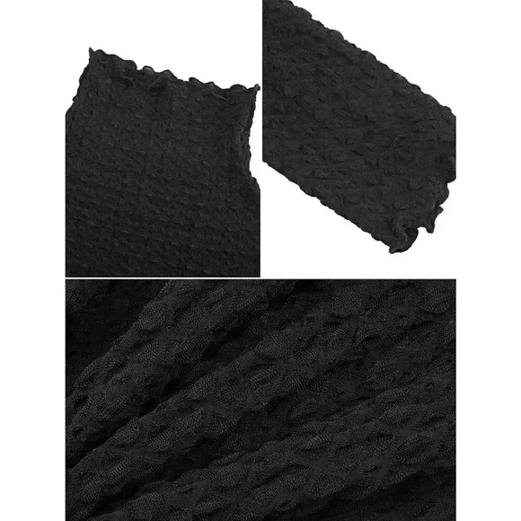 S. Deer High Neck Slim Fit Textured Minimalist Top Dark Coquette Whimsigoth - Picture 6 of 11